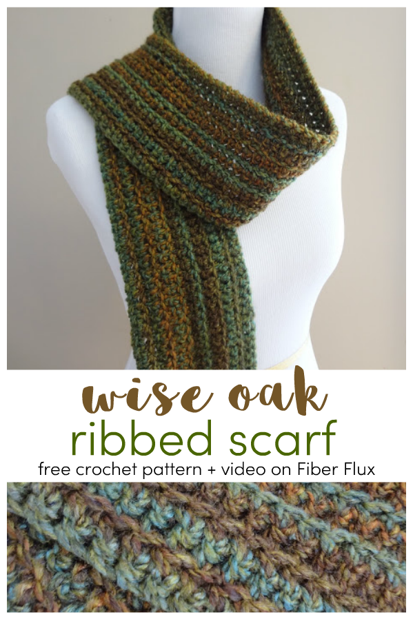 Wise Oak Crochet Ribbed Scarf