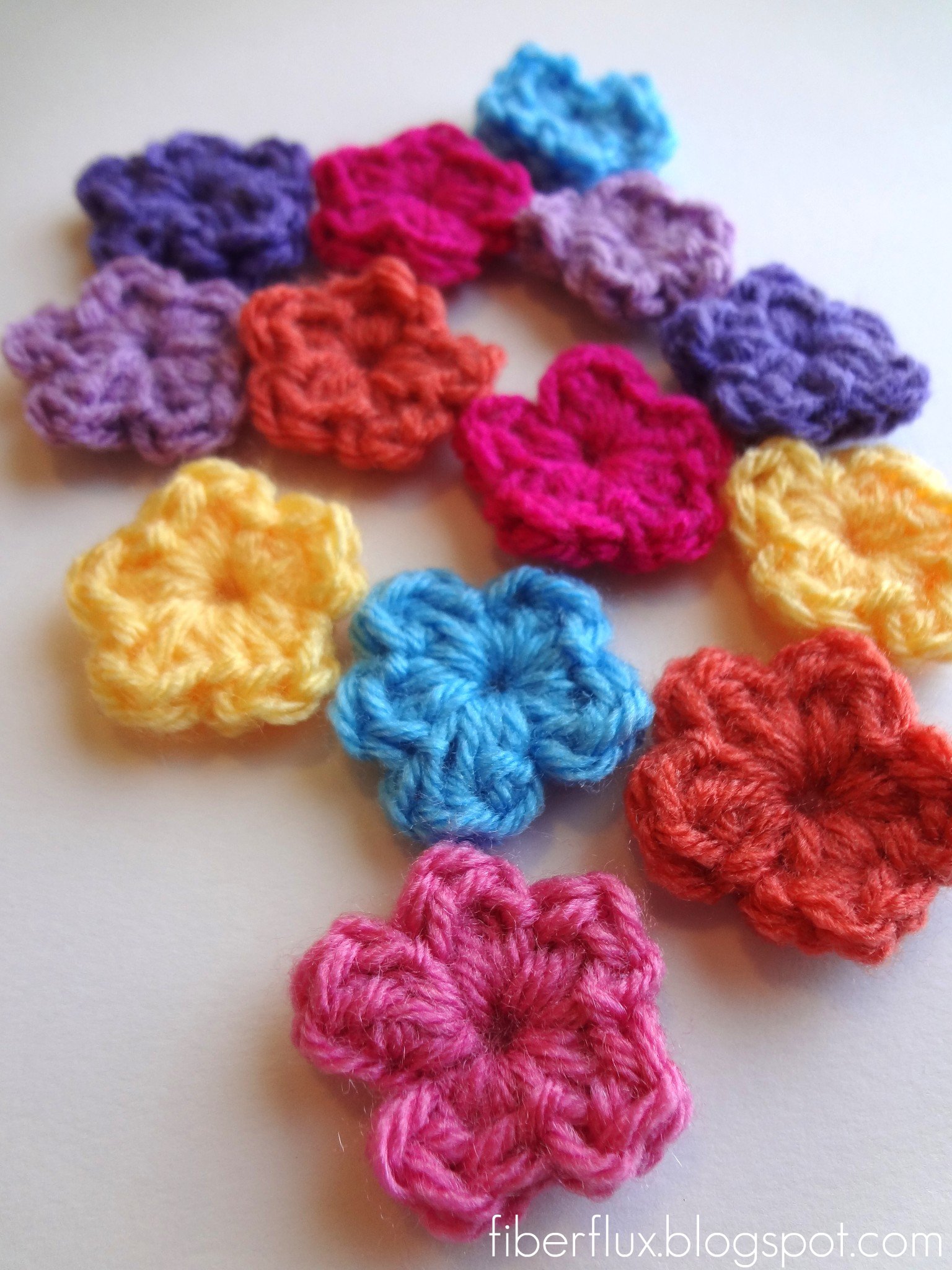One Round Crochet Flowers