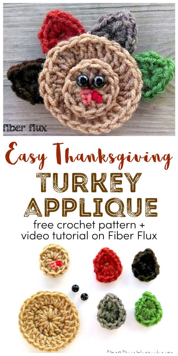Easy Crochet Turkey Applique