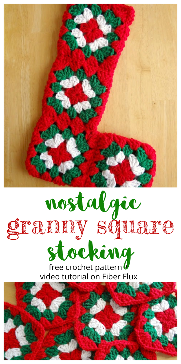 Nostalgic Granny Square Crochet Stocking