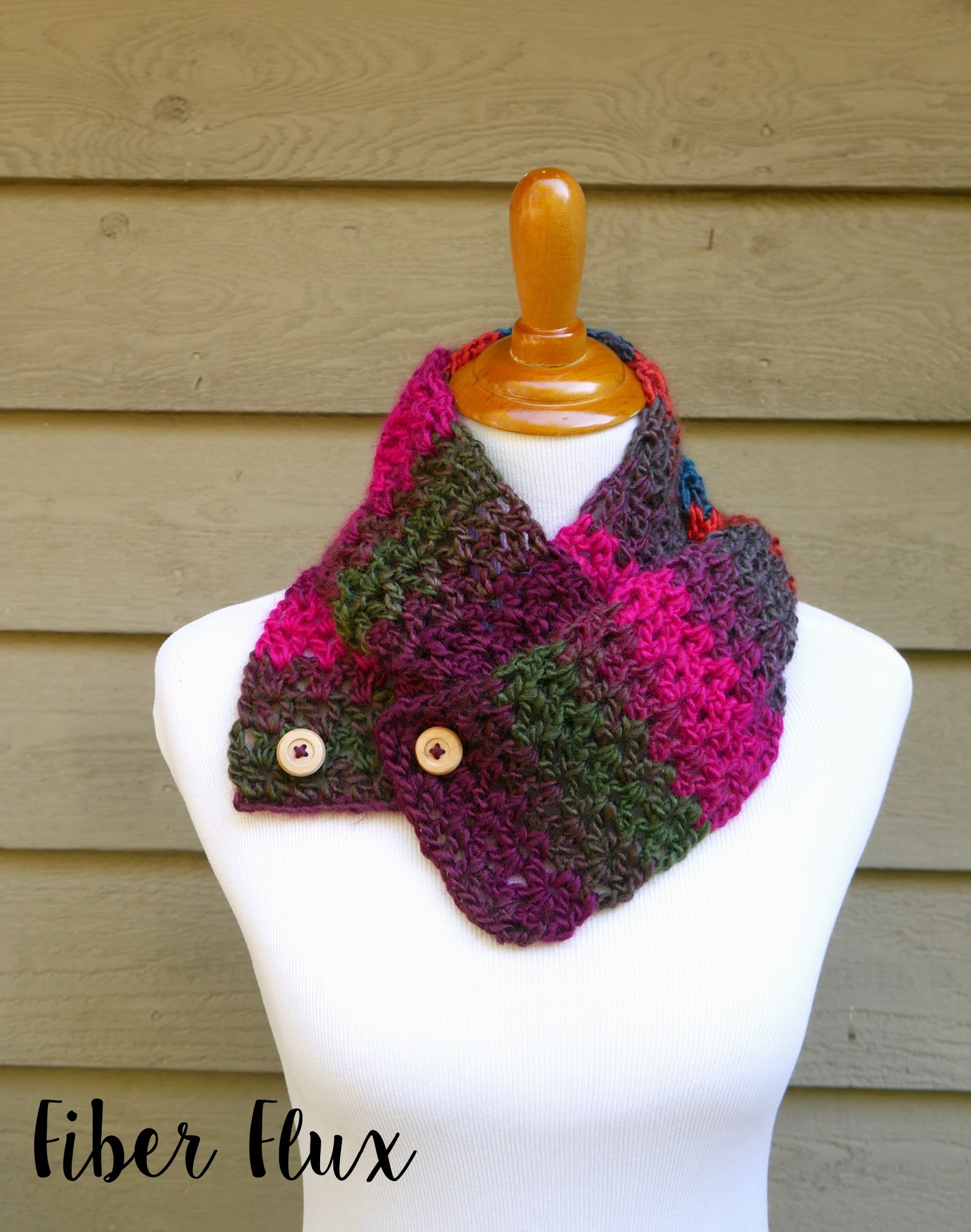 Autumn Gems button scarf crochet scarf with button closure