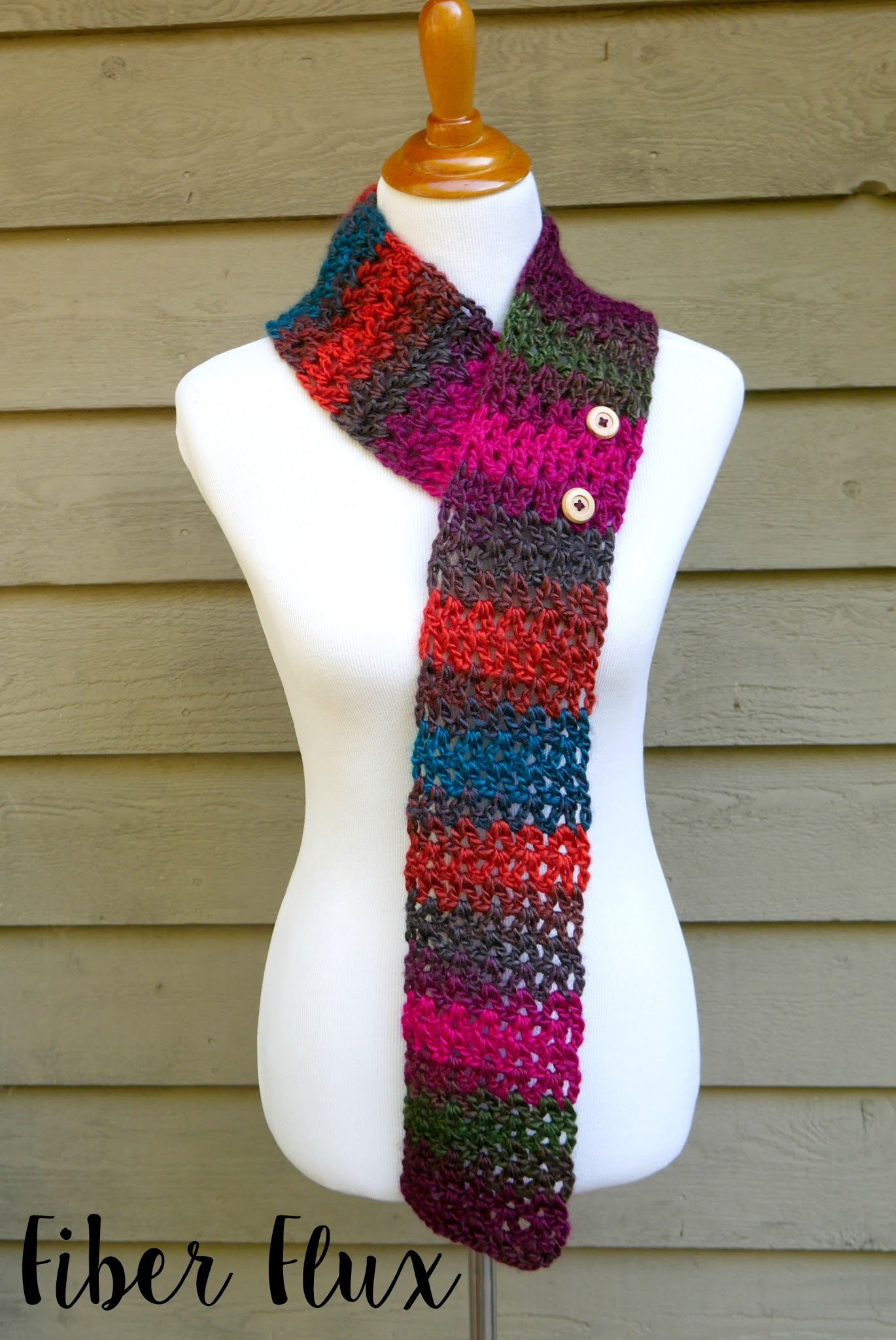 autumn gems button crochet scarf buttoned asymmetrically