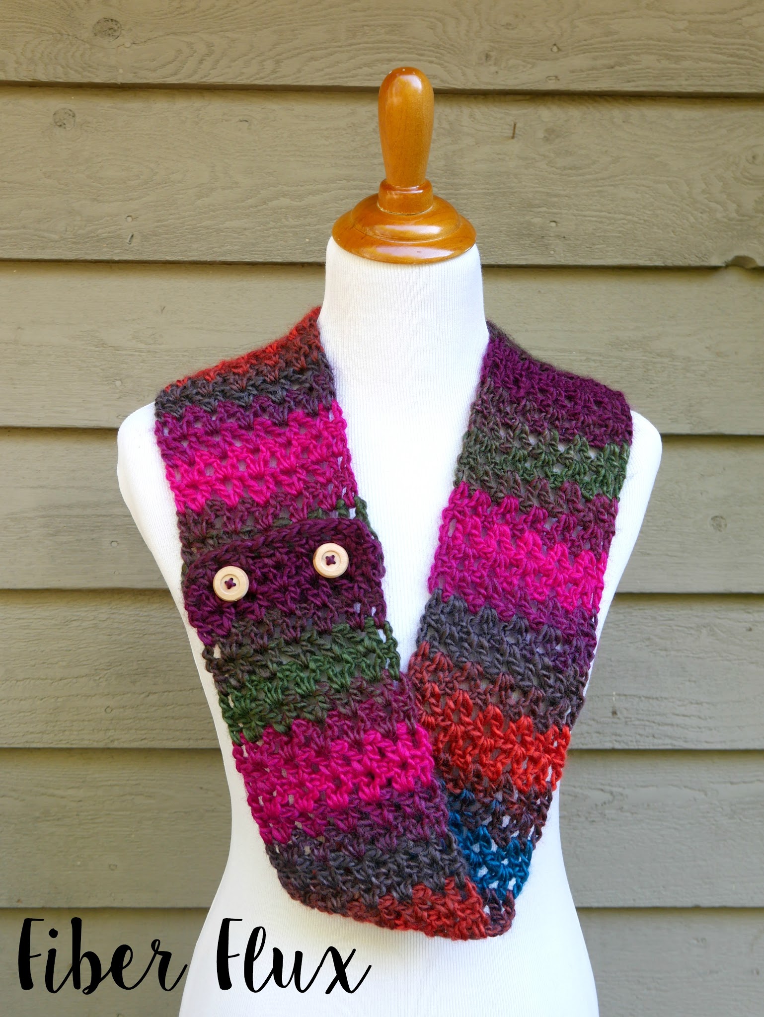 autumn gems button scarf crochet striped scarf with button closure