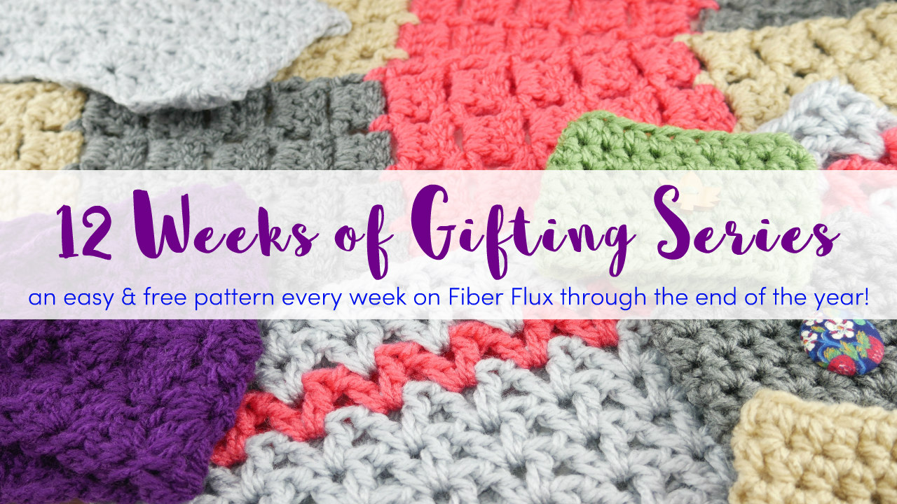 12 weeks of gifting crochet patterns series graphic, quick gift slouch hat is part of this series