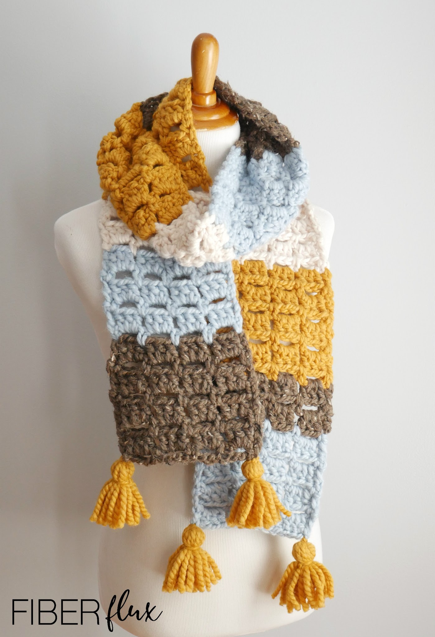 autumn afternoon crochet scarf striped bulky yarn