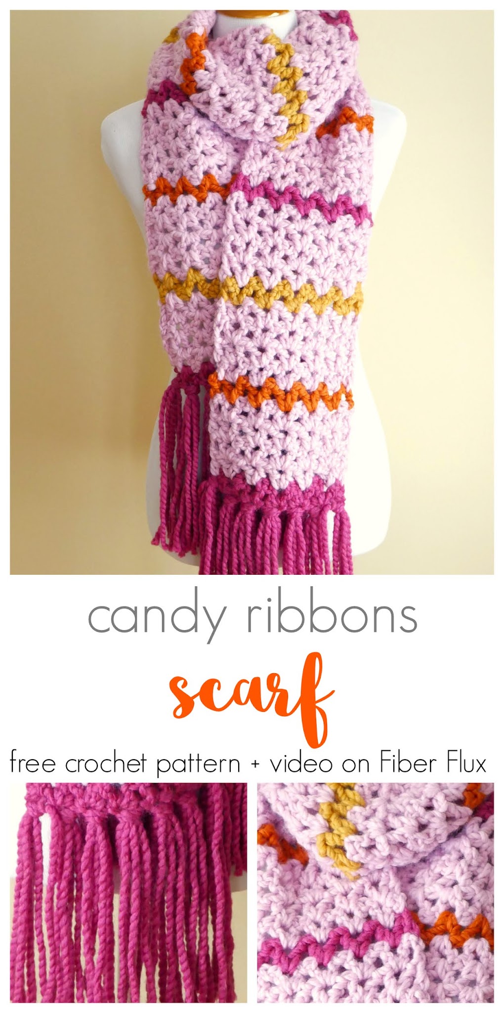 Candy Ribbons Crochet Scarf