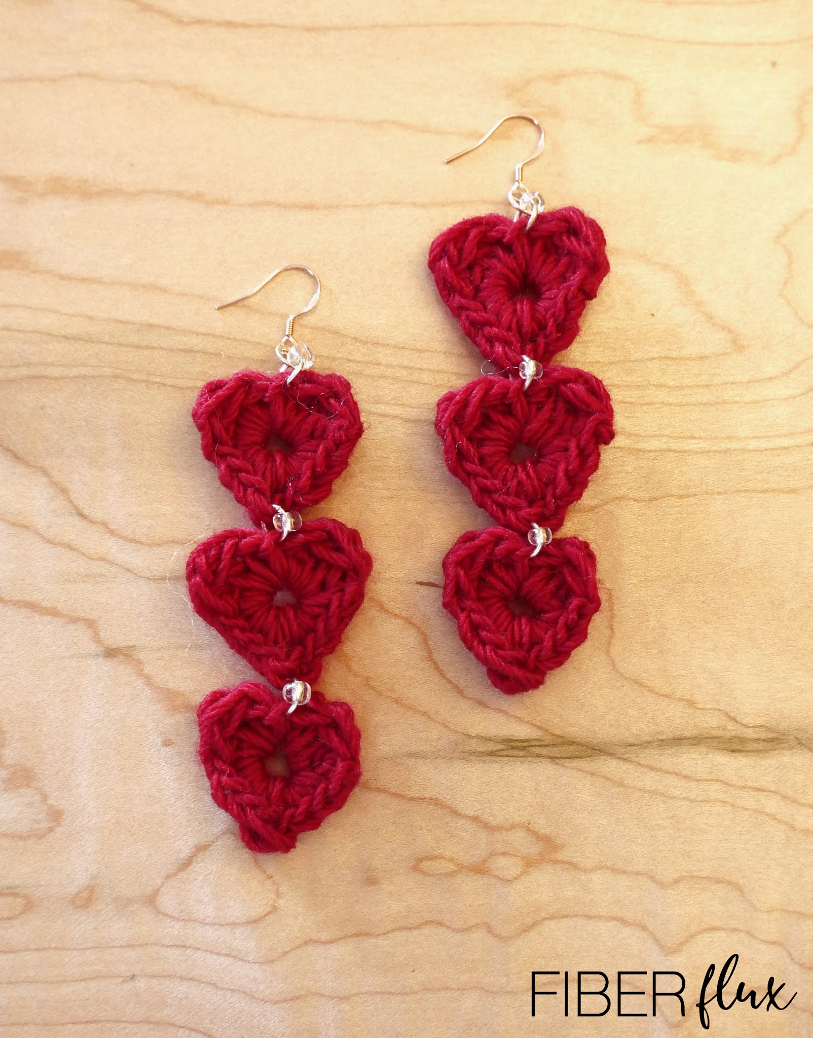 Tiered Heart Crochet Earrings