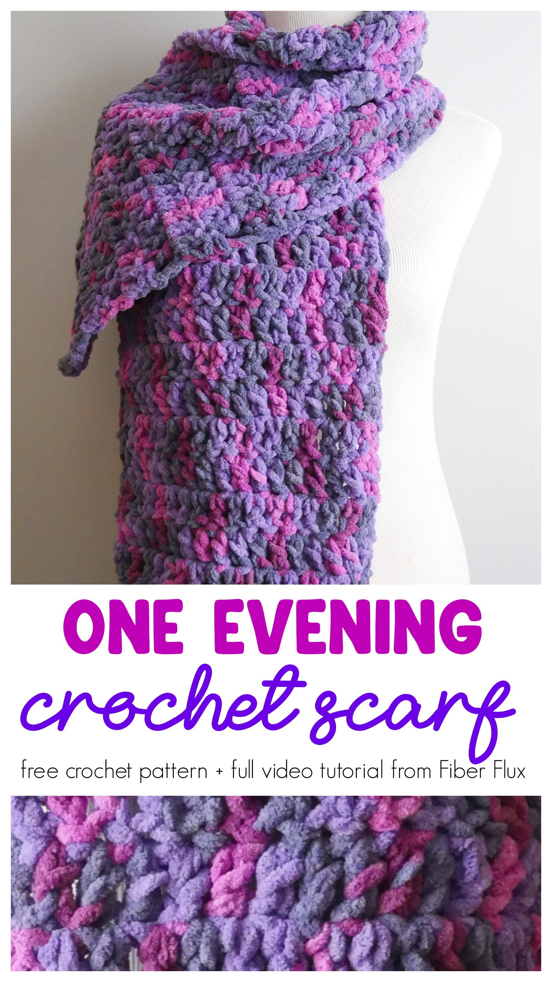 One Evening Crochet Scarf, Free Pattern + Video Tutorial ...
